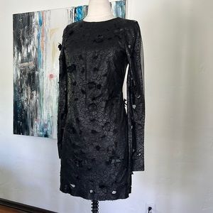 BCBG faux leather floral embroidered dress Size 2